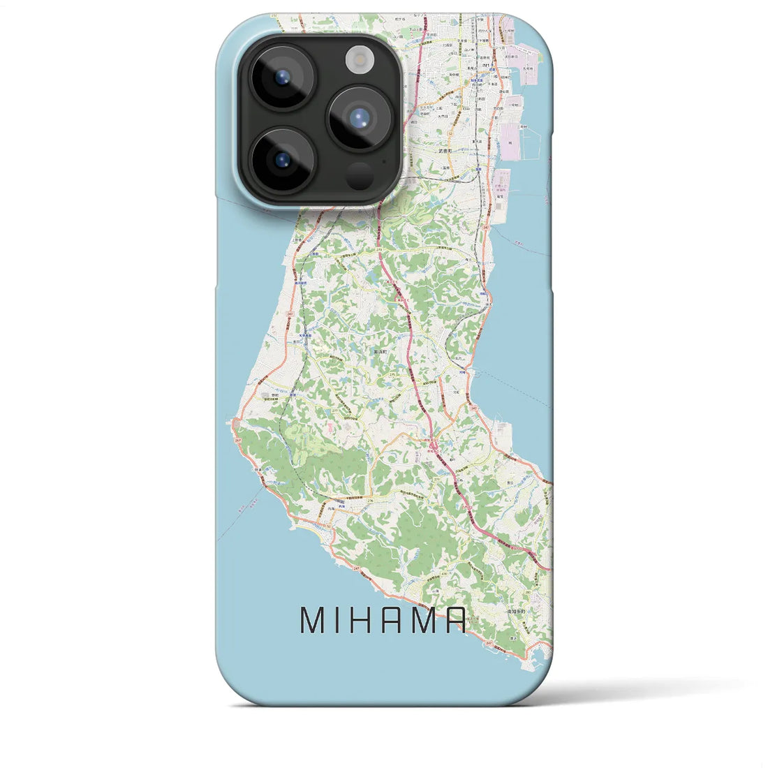 【美浜】地図柄iPhoneケース（バックカバータイプ・ナチュラル）iPhone 15 Pro Max 用