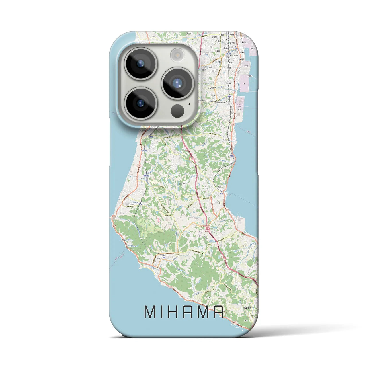 【美浜】地図柄iPhoneケース（バックカバータイプ・ナチュラル）iPhone 15 Pro 用