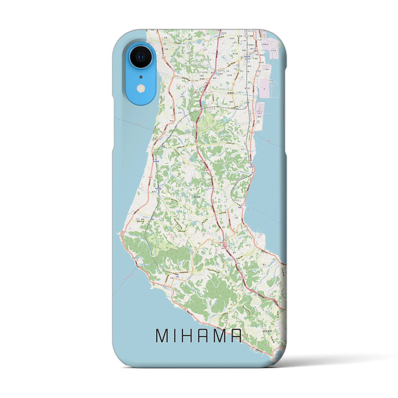【美浜】地図柄iPhoneケース（バックカバータイプ・ナチュラル）iPhone XR 用