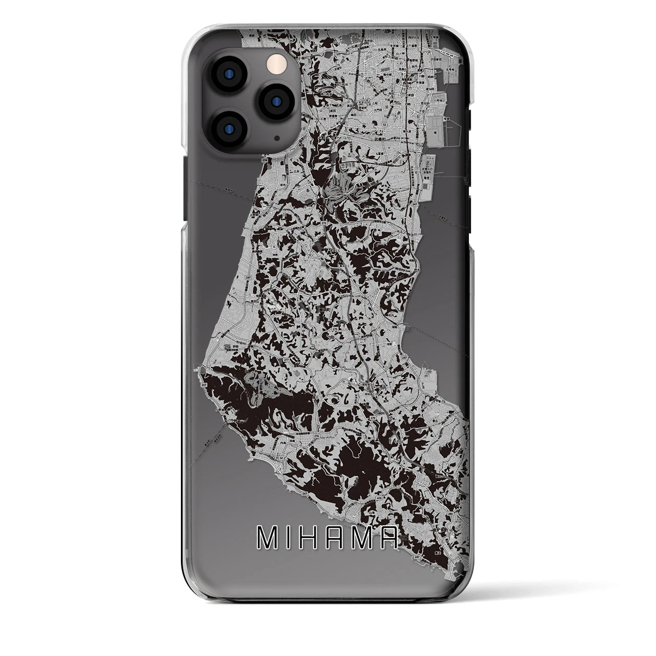 【美浜】地図柄iPhoneケース（クリアタイプ・モノトーン）iPhone 11 Pro Max 用