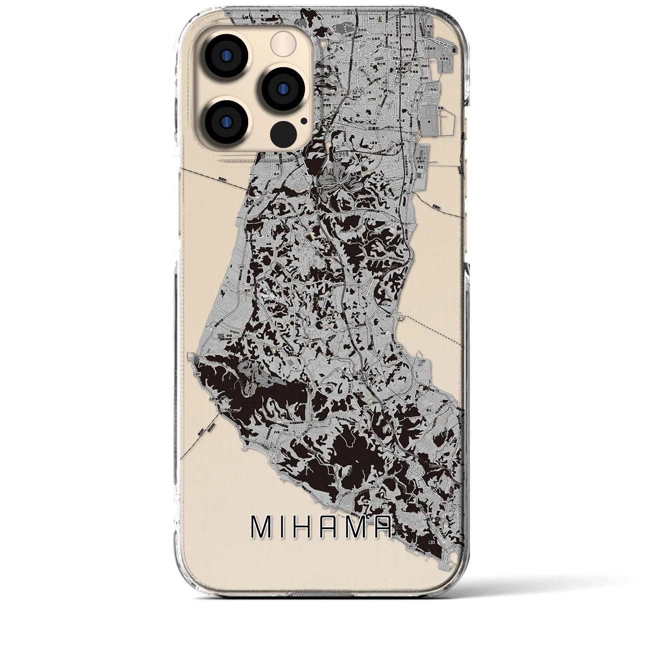 【美浜】地図柄iPhoneケース（クリアタイプ・モノトーン）iPhone 12 Pro Max 用