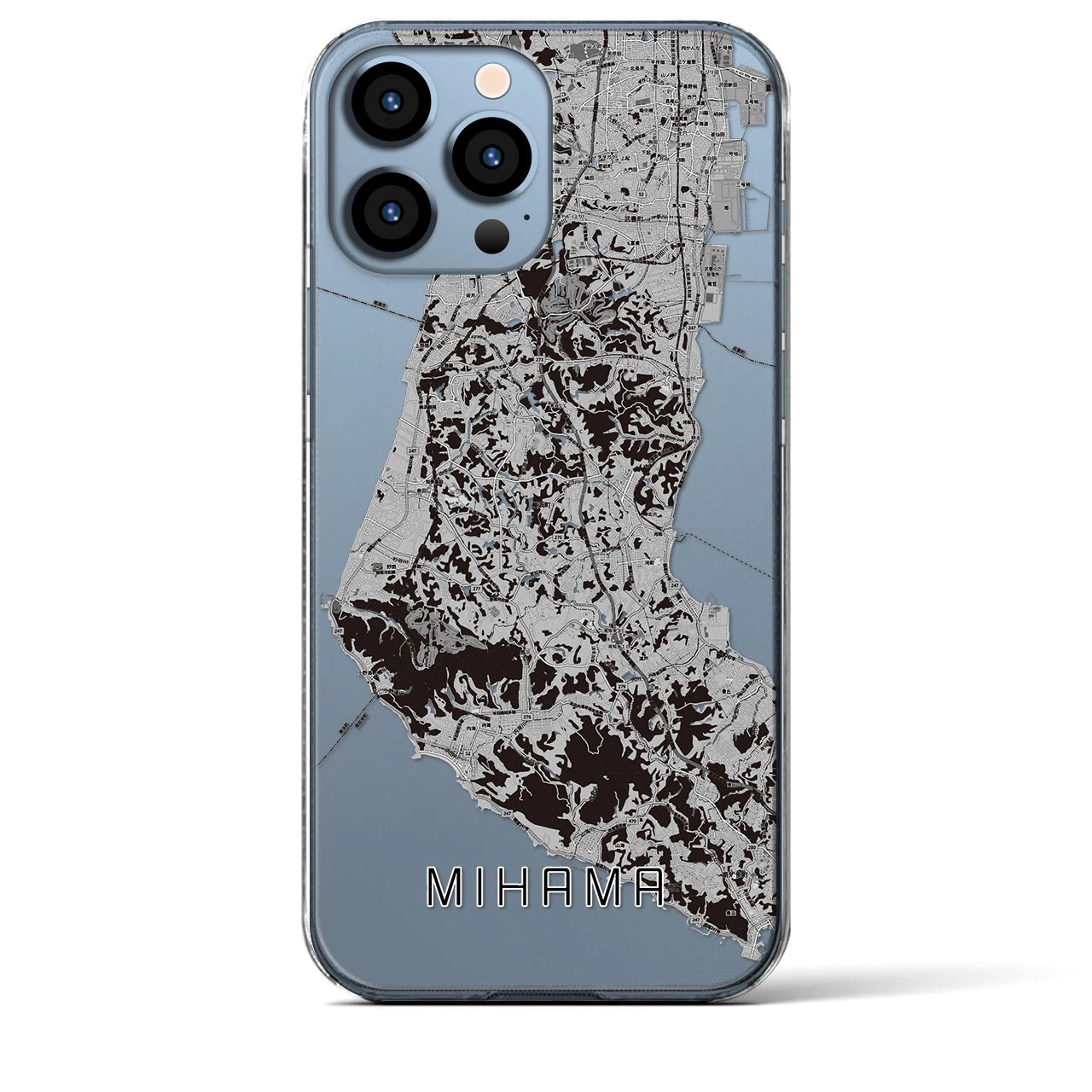 【美浜】地図柄iPhoneケース（クリアタイプ・モノトーン）iPhone 13 Pro Max 用