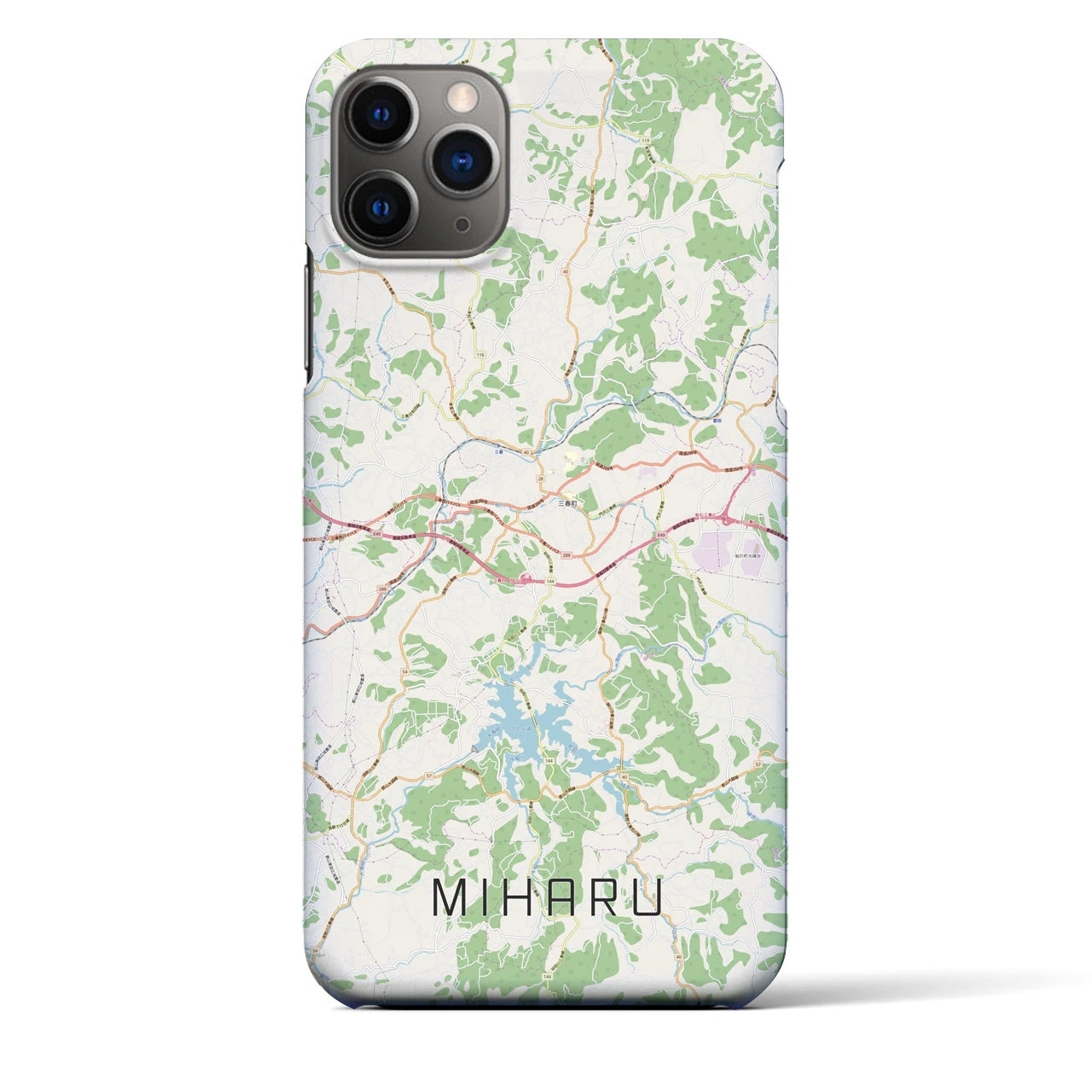 【三春】地図柄iPhoneケース（バックカバータイプ・ナチュラル）iPhone 11 Pro Max 用