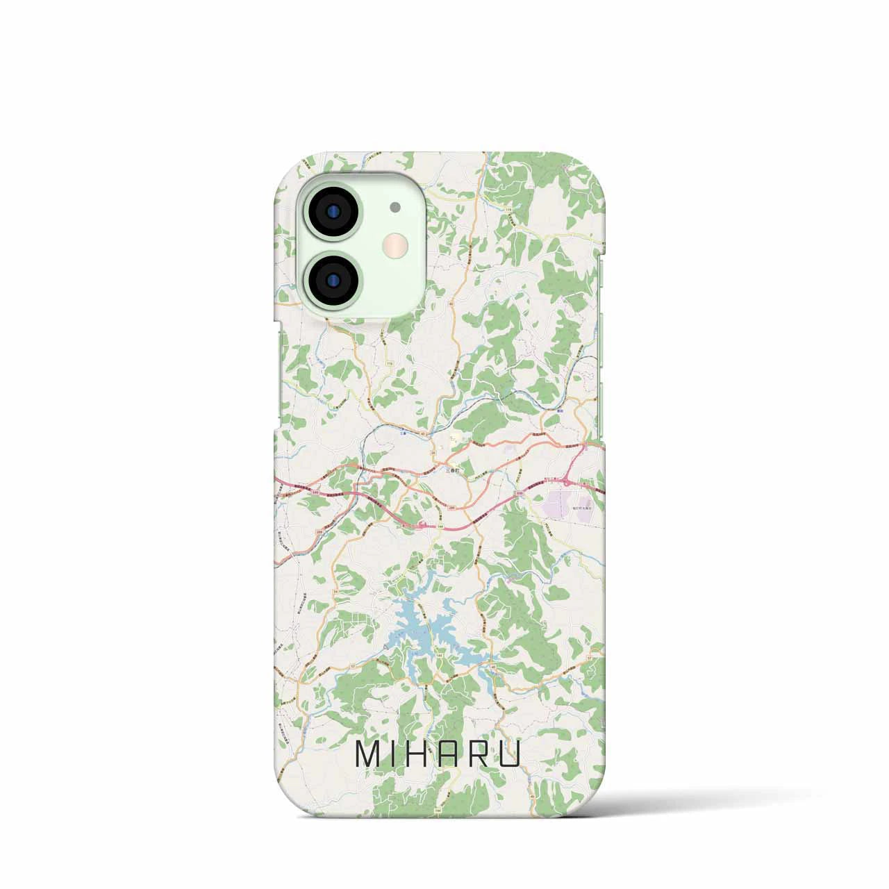 【三春】地図柄iPhoneケース（バックカバータイプ・ナチュラル）iPhone 12 mini 用