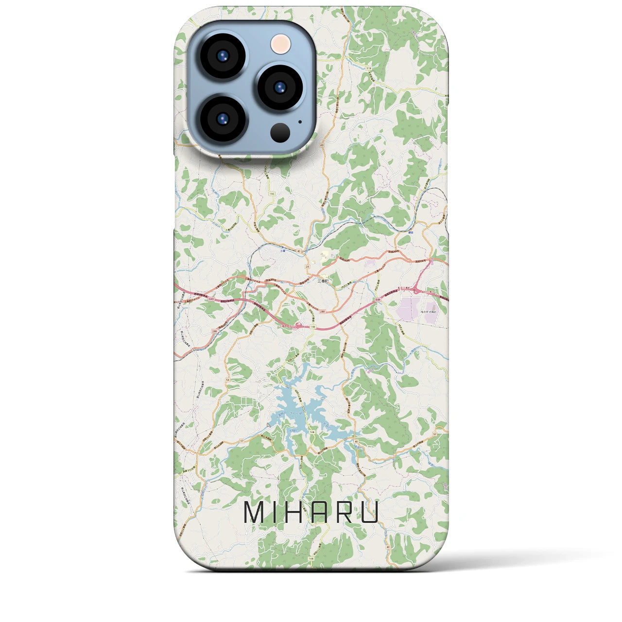 【三春】地図柄iPhoneケース（バックカバータイプ・ナチュラル）iPhone 13 Pro Max 用