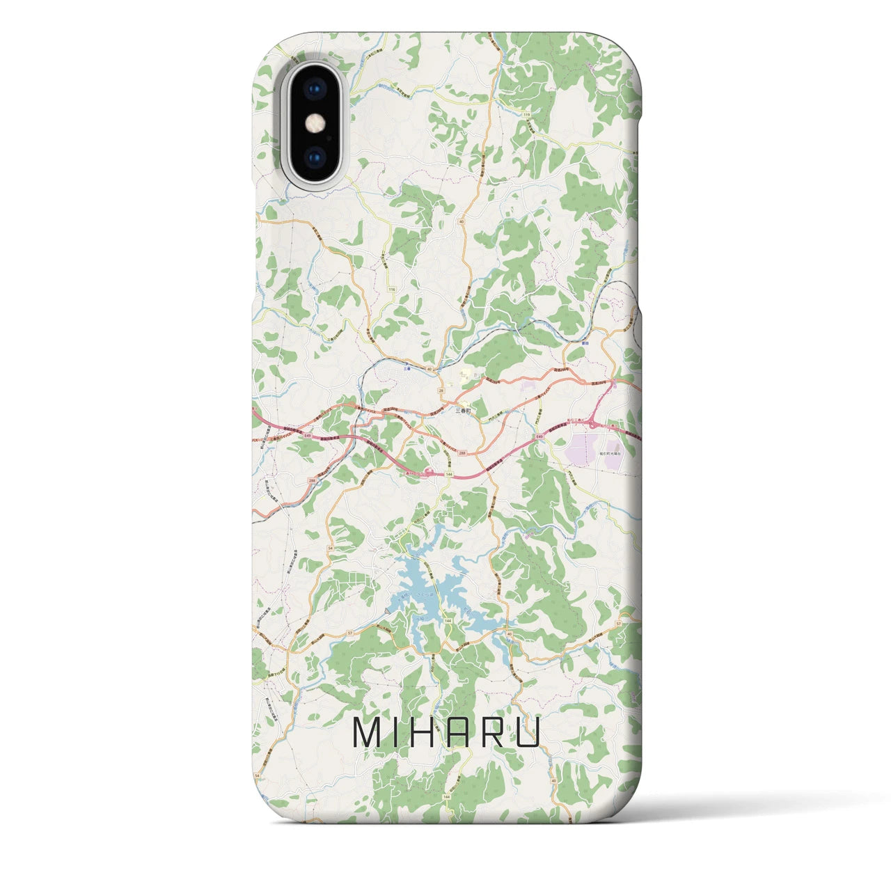 【三春】地図柄iPhoneケース（バックカバータイプ・ナチュラル）iPhone XS Max 用