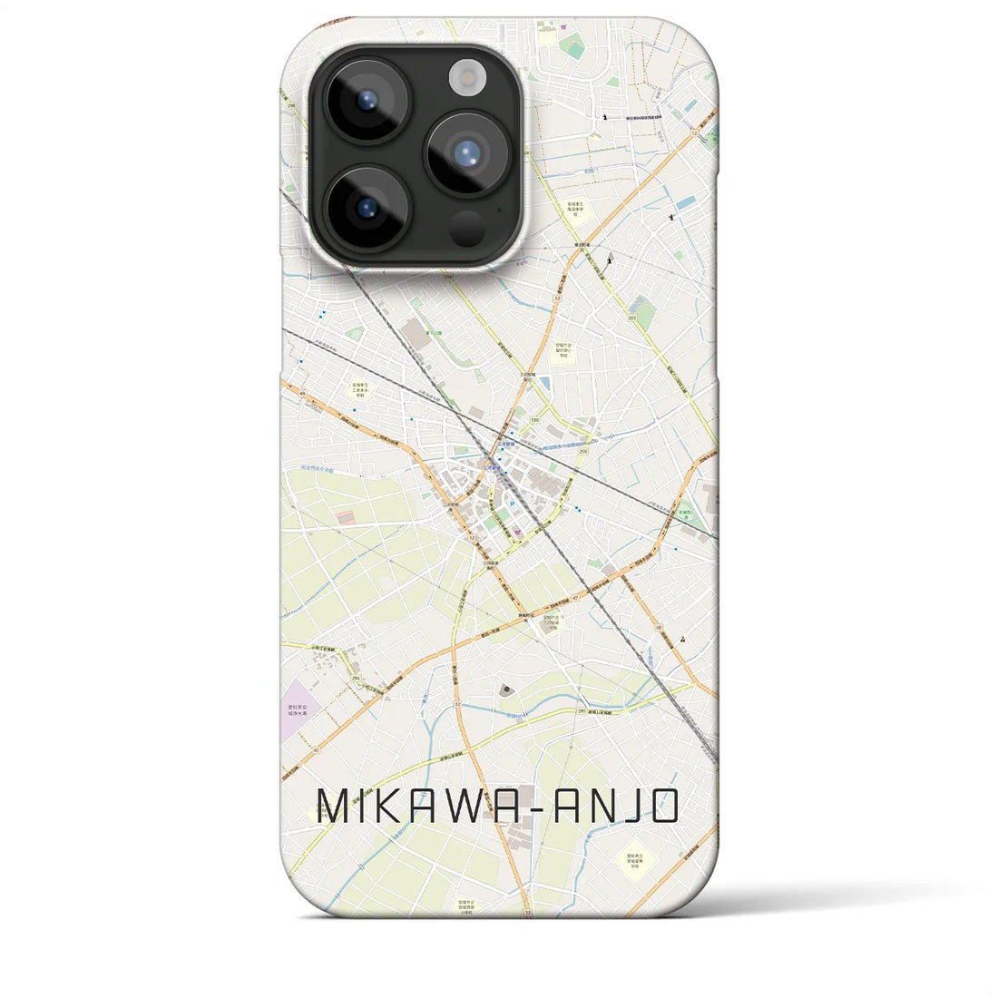 【三河安城】地図柄iPhoneケース（バックカバータイプ・ナチュラル）iPhone 15 Pro Max 用