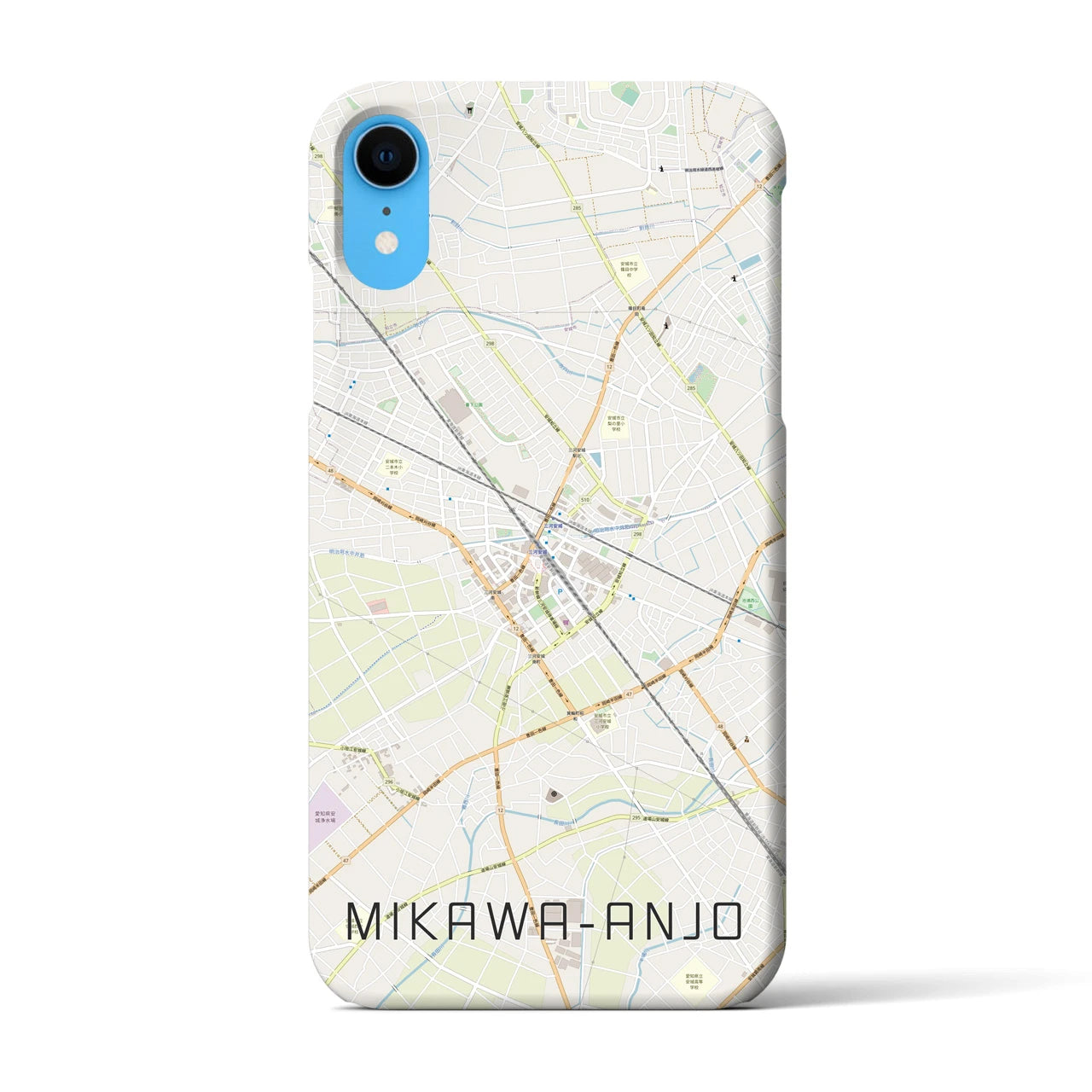 【三河安城】地図柄iPhoneケース（バックカバータイプ・ナチュラル）iPhone XR 用