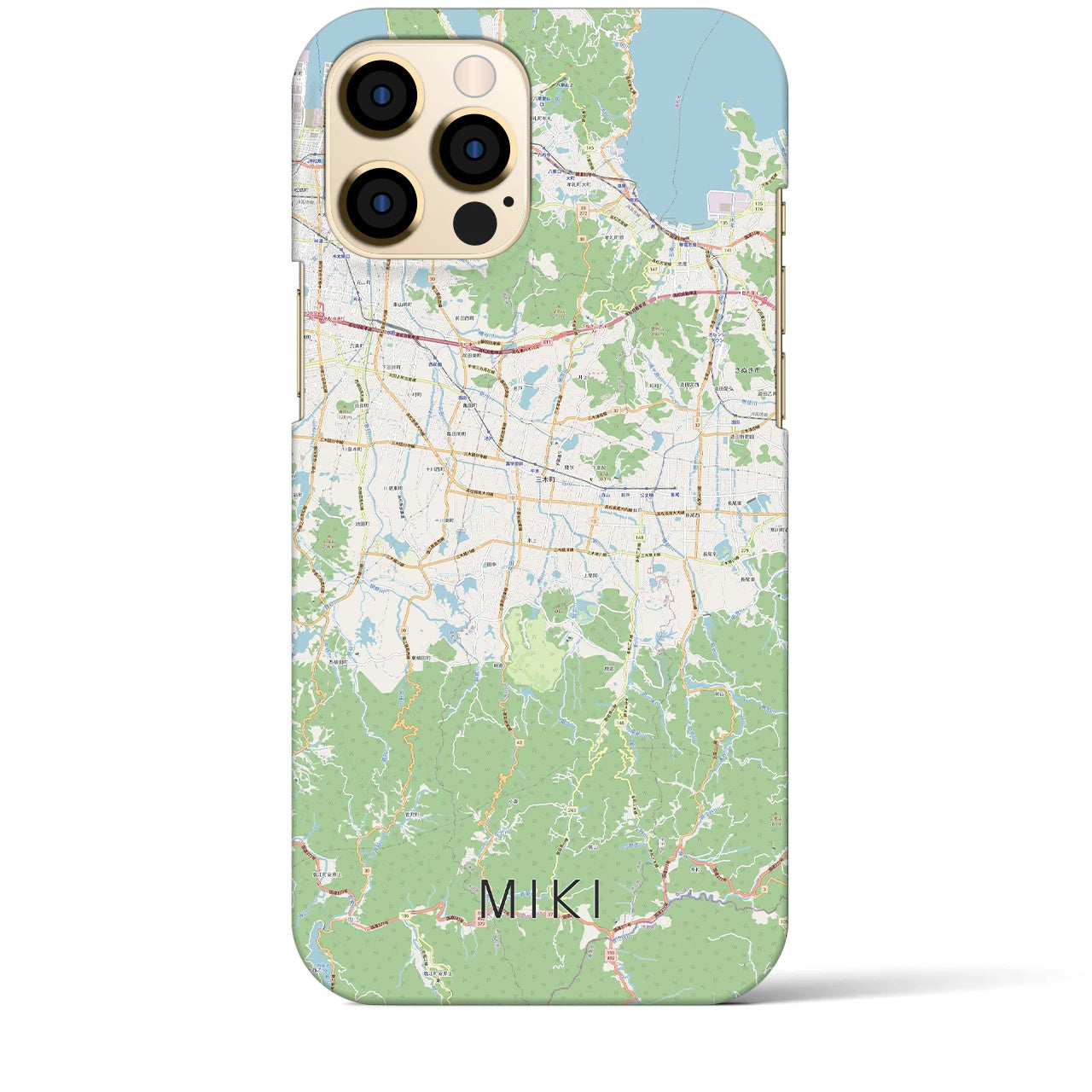 【三木（香川県）】地図柄iPhoneケース（バックカバータイプ・ナチュラル）iPhone 12 Pro Max 用