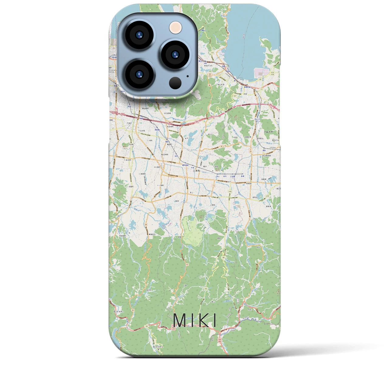 【三木（香川県）】地図柄iPhoneケース（バックカバータイプ・ナチュラル）iPhone 13 Pro Max 用