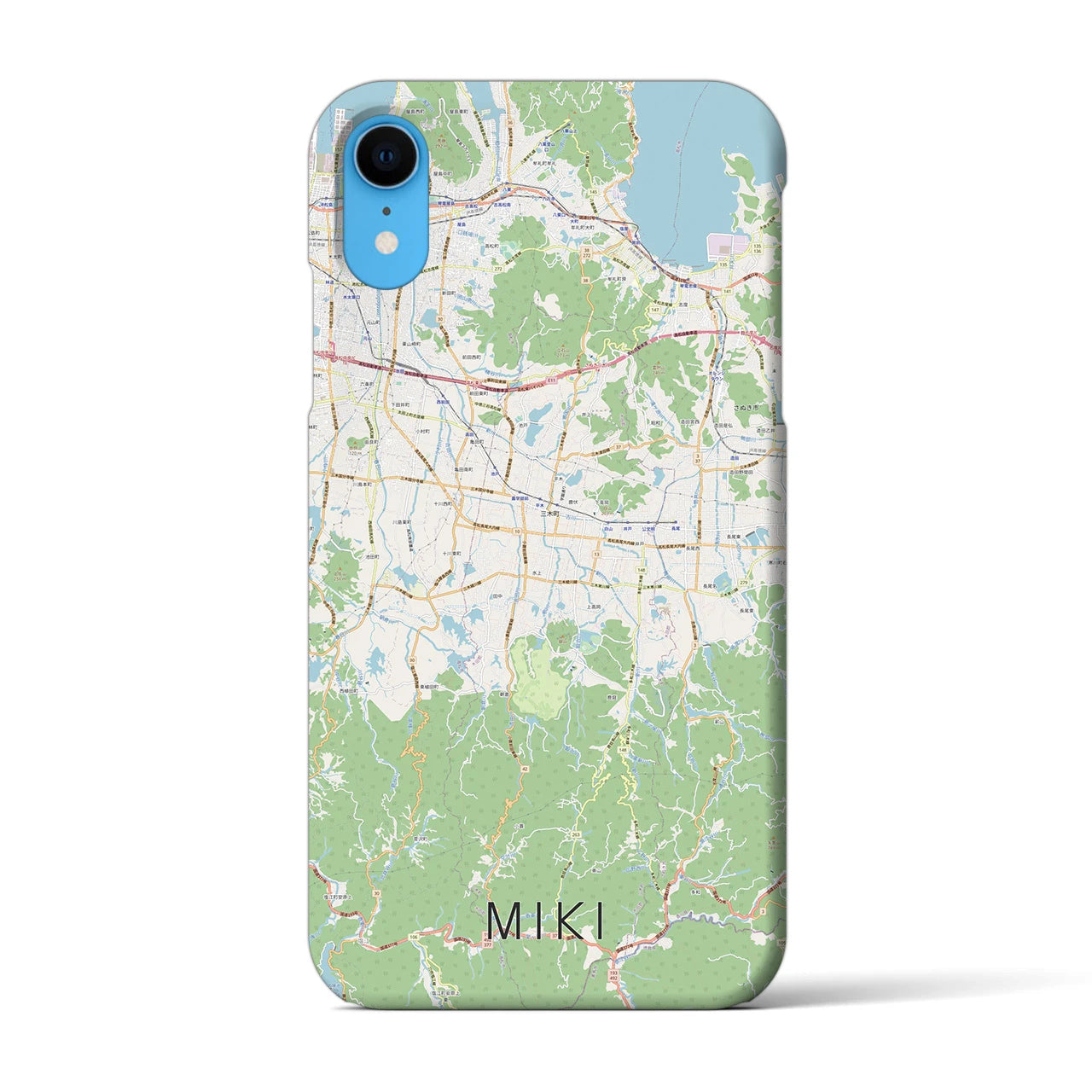 【三木（香川県）】地図柄iPhoneケース（バックカバータイプ・ナチュラル）iPhone XR 用