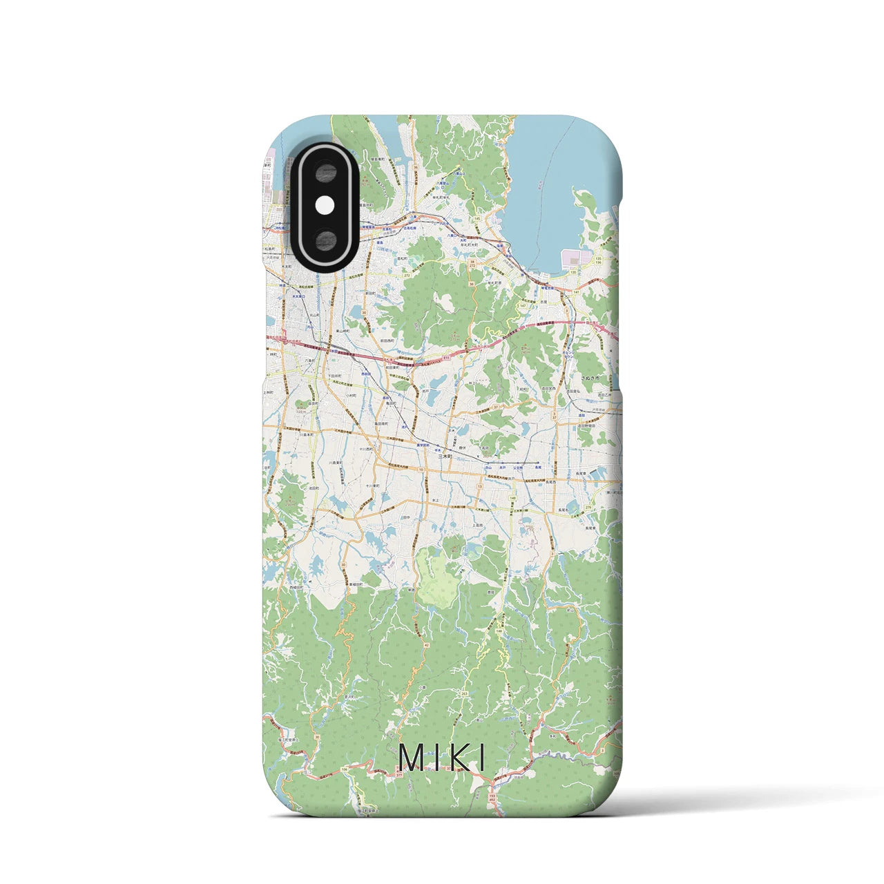 【三木（香川県）】地図柄iPhoneケース（バックカバータイプ・ナチュラル）iPhone XS / X 用
