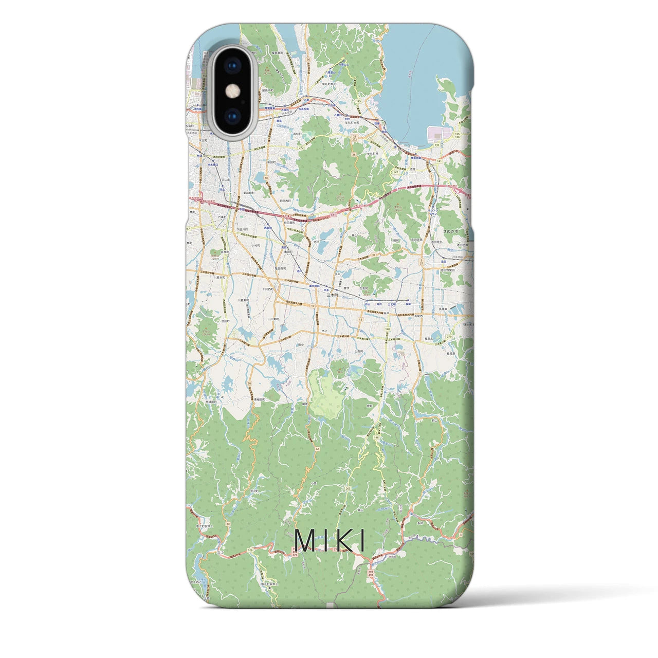 【三木（香川県）】地図柄iPhoneケース（バックカバータイプ・ナチュラル）iPhone XS Max 用
