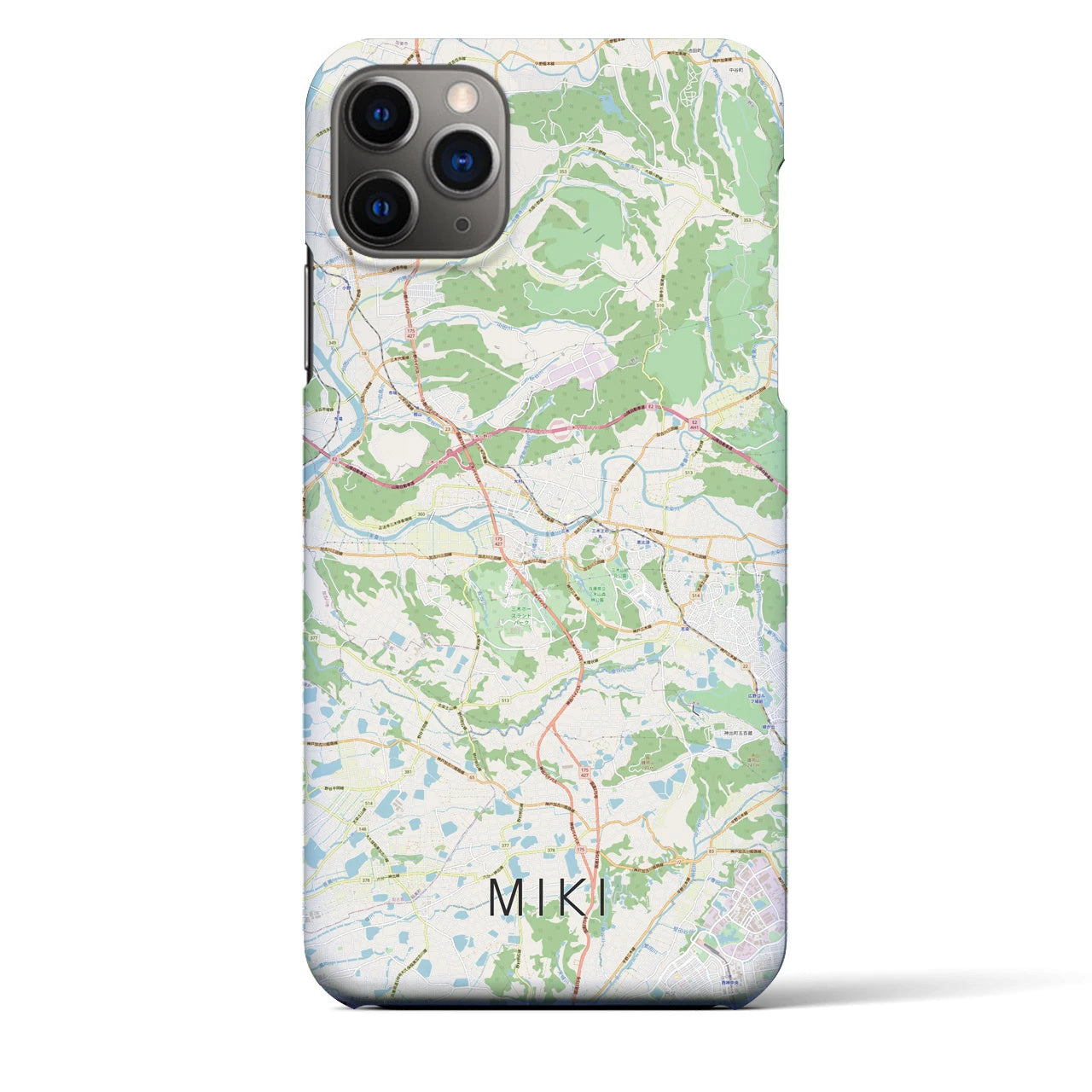 【三木】地図柄iPhoneケース（バックカバータイプ・ナチュラル）iPhone 11 Pro Max 用