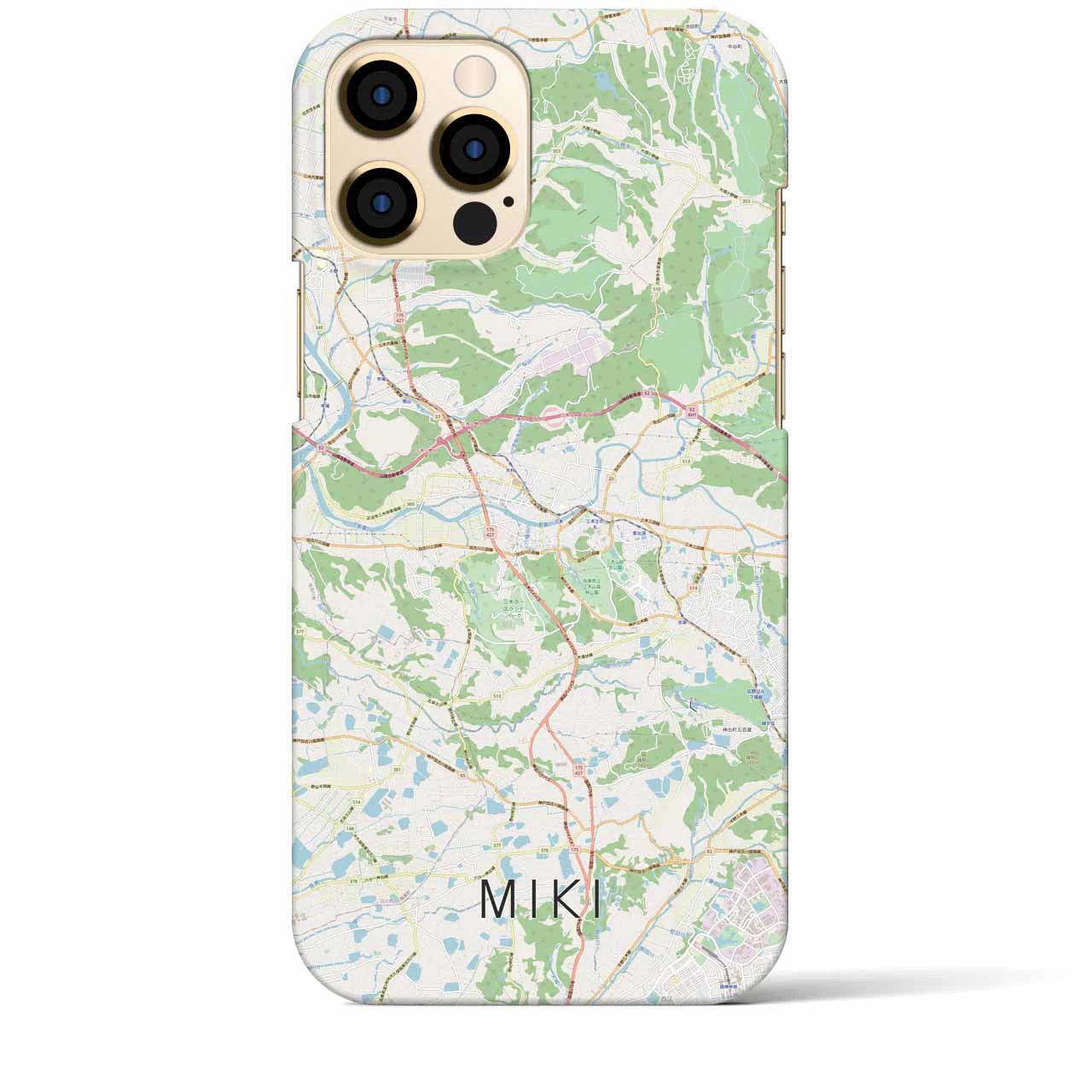 【三木】地図柄iPhoneケース（バックカバータイプ・ナチュラル）iPhone 12 Pro Max 用