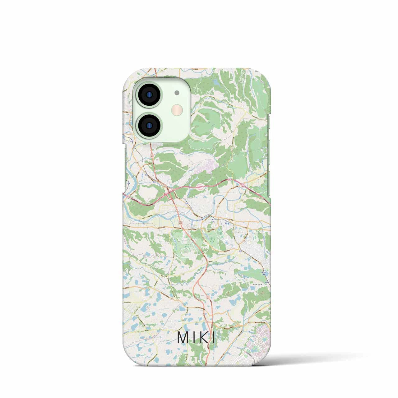 【三木】地図柄iPhoneケース（バックカバータイプ・ナチュラル）iPhone 12 mini 用