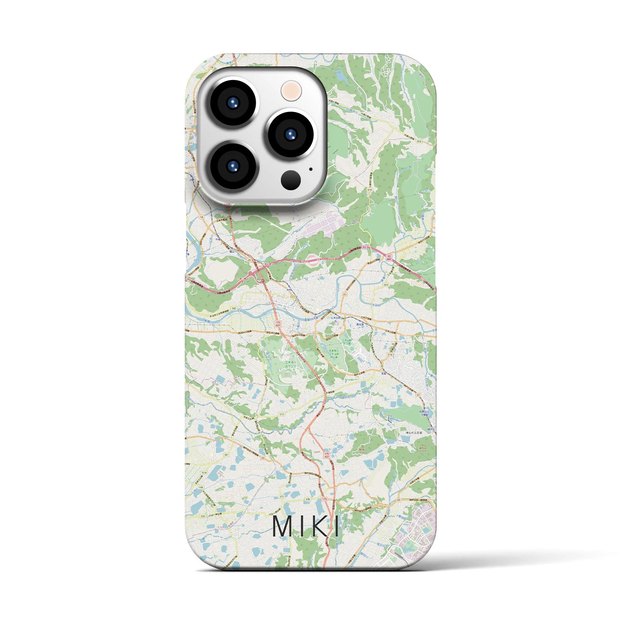【三木】地図柄iPhoneケース（バックカバータイプ・ナチュラル）iPhone 13 Pro 用