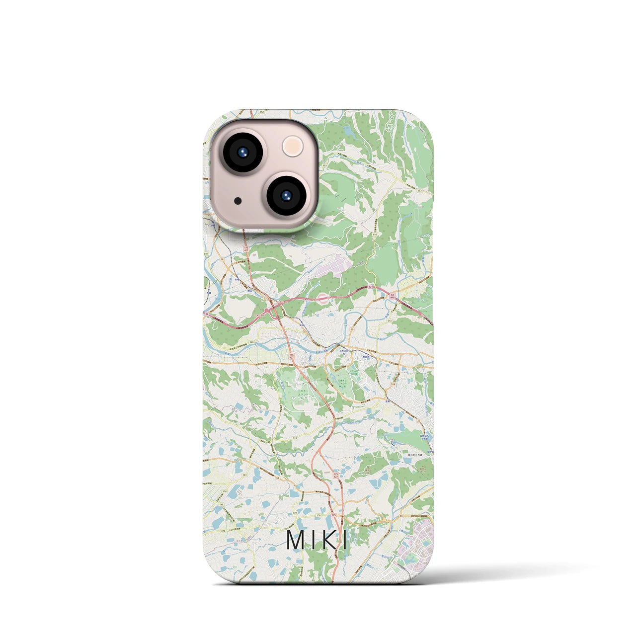 【三木】地図柄iPhoneケース（バックカバータイプ・ナチュラル）iPhone 13 mini 用
