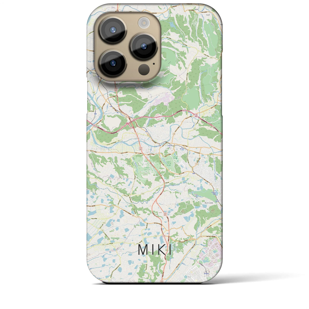 【三木】地図柄iPhoneケース（バックカバータイプ・ナチュラル）iPhone 14 Pro Max 用