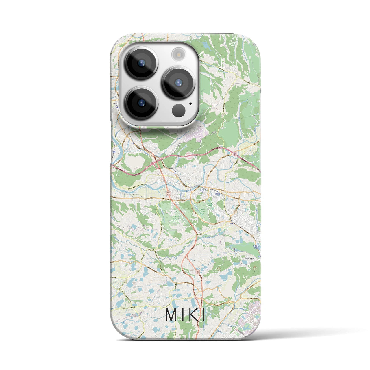 【三木】地図柄iPhoneケース（バックカバータイプ・ナチュラル）iPhone 14 Pro 用