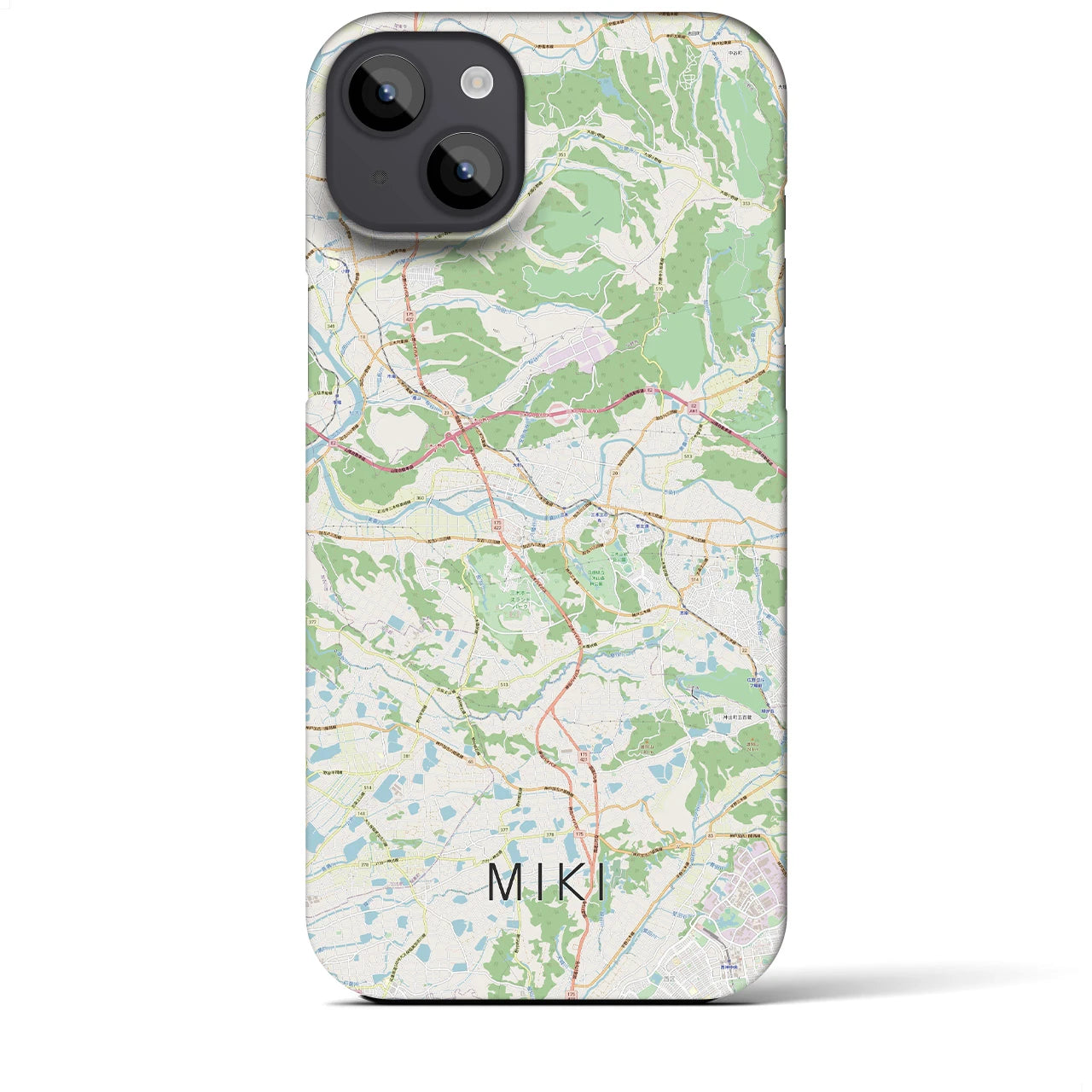 【三木】地図柄iPhoneケース（バックカバータイプ・ナチュラル）iPhone 14 Plus 用