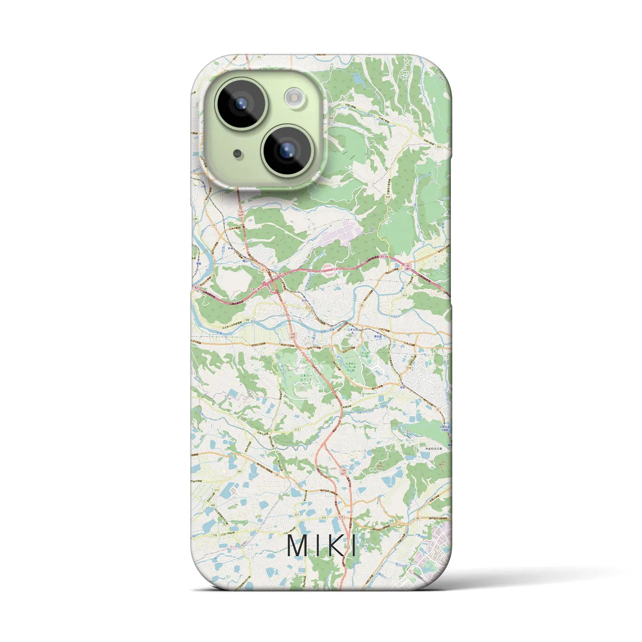 【三木】地図柄iPhoneケース（バックカバータイプ・ナチュラル）iPhone 15 用