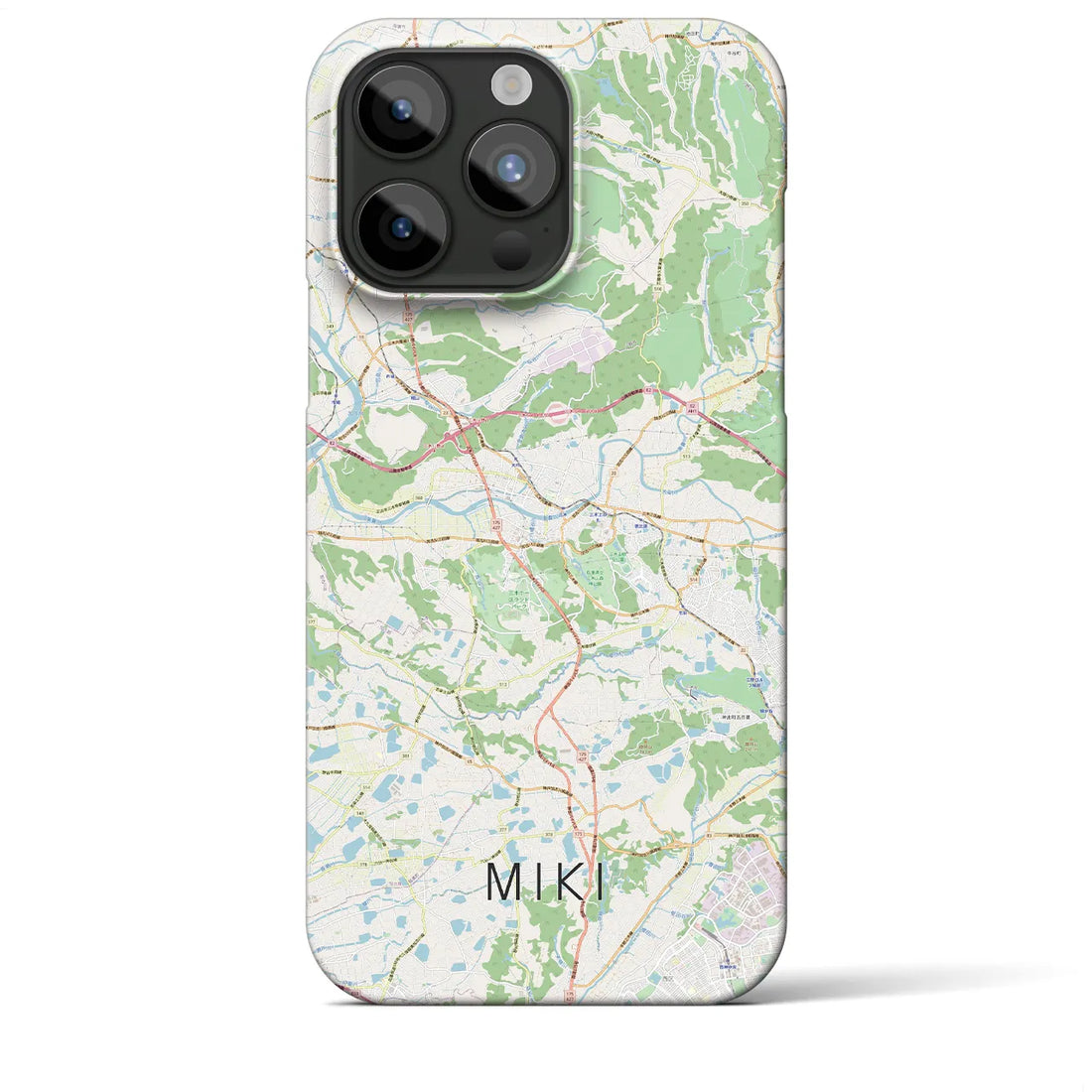 【三木】地図柄iPhoneケース（バックカバータイプ・ナチュラル）iPhone 15 Pro Max 用
