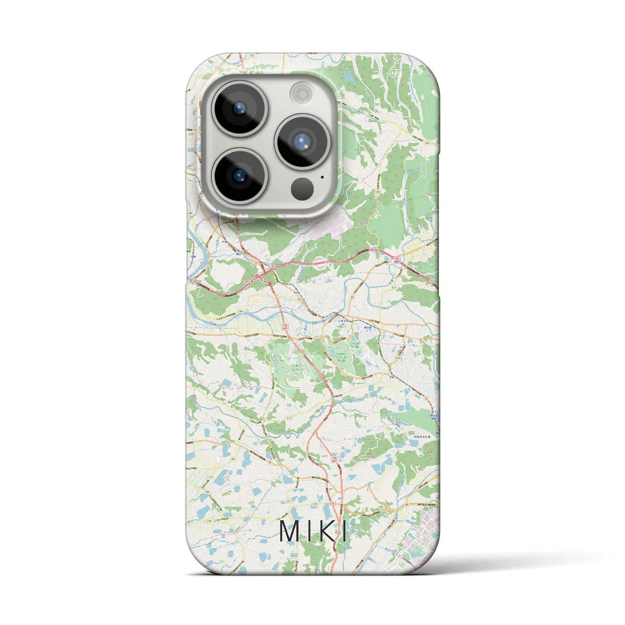 【三木】地図柄iPhoneケース（バックカバータイプ・ナチュラル）iPhone 15 Pro 用