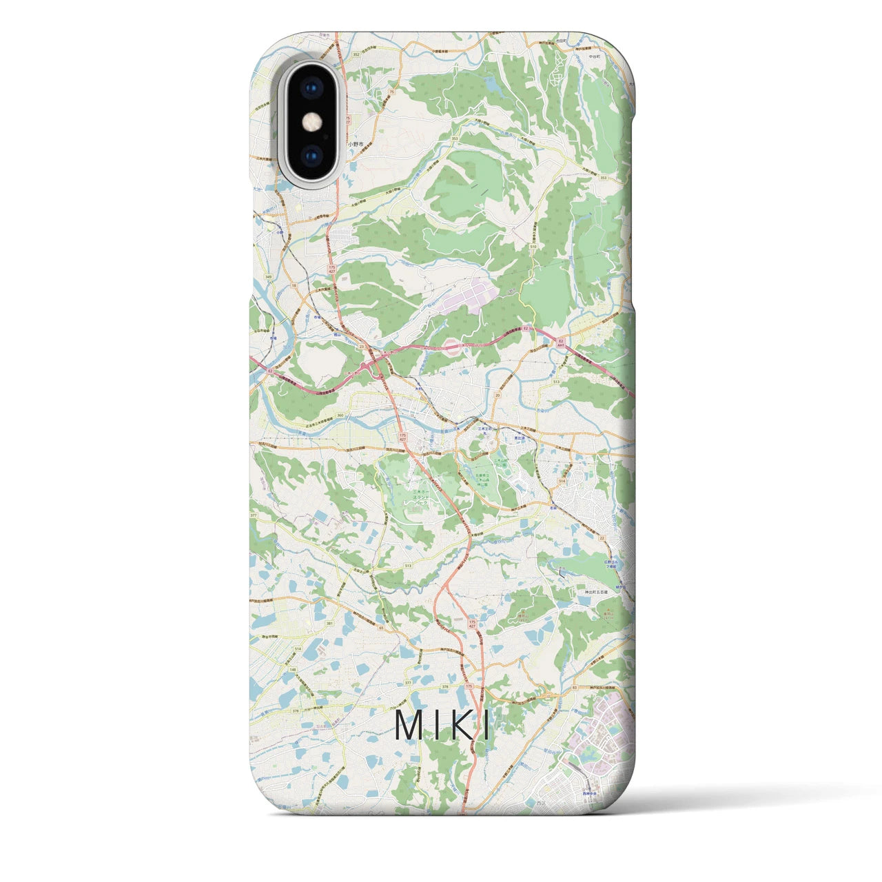 【三木】地図柄iPhoneケース（バックカバータイプ・ナチュラル）iPhone XS Max 用