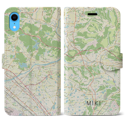 【三木】地図柄iPhoneケース（手帳両面タイプ・ナチュラル）iPhone XR 用