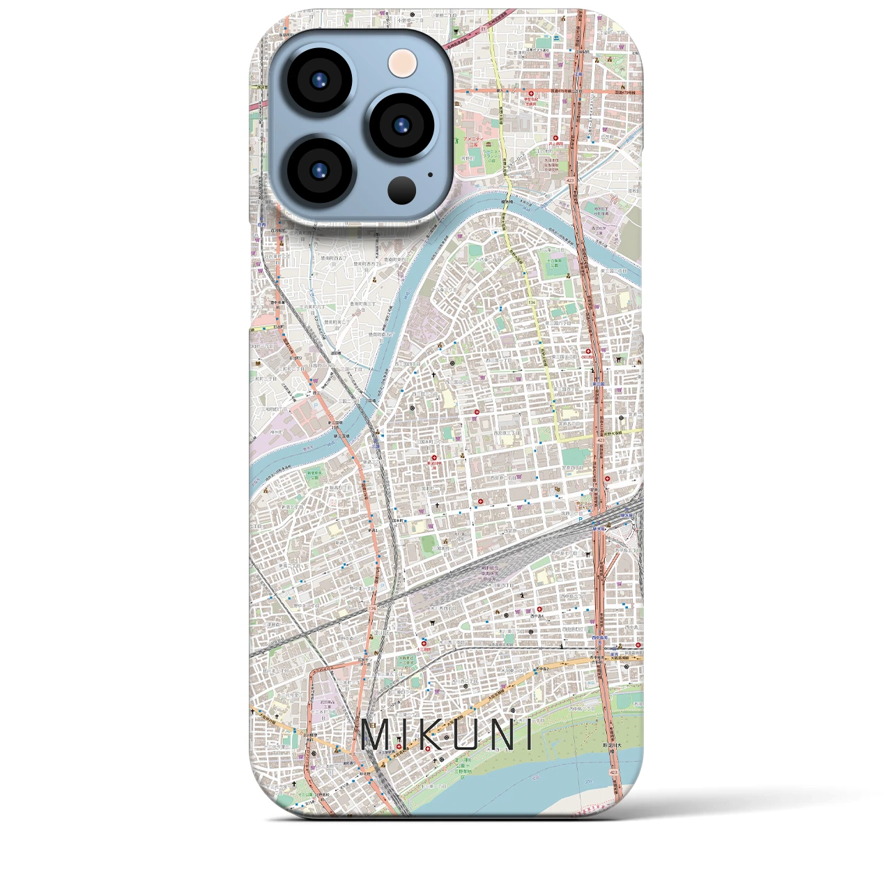 【三国（大阪府）】地図柄iPhoneケース（バックカバータイプ・ナチュラル）iPhone 13 Pro Max 用