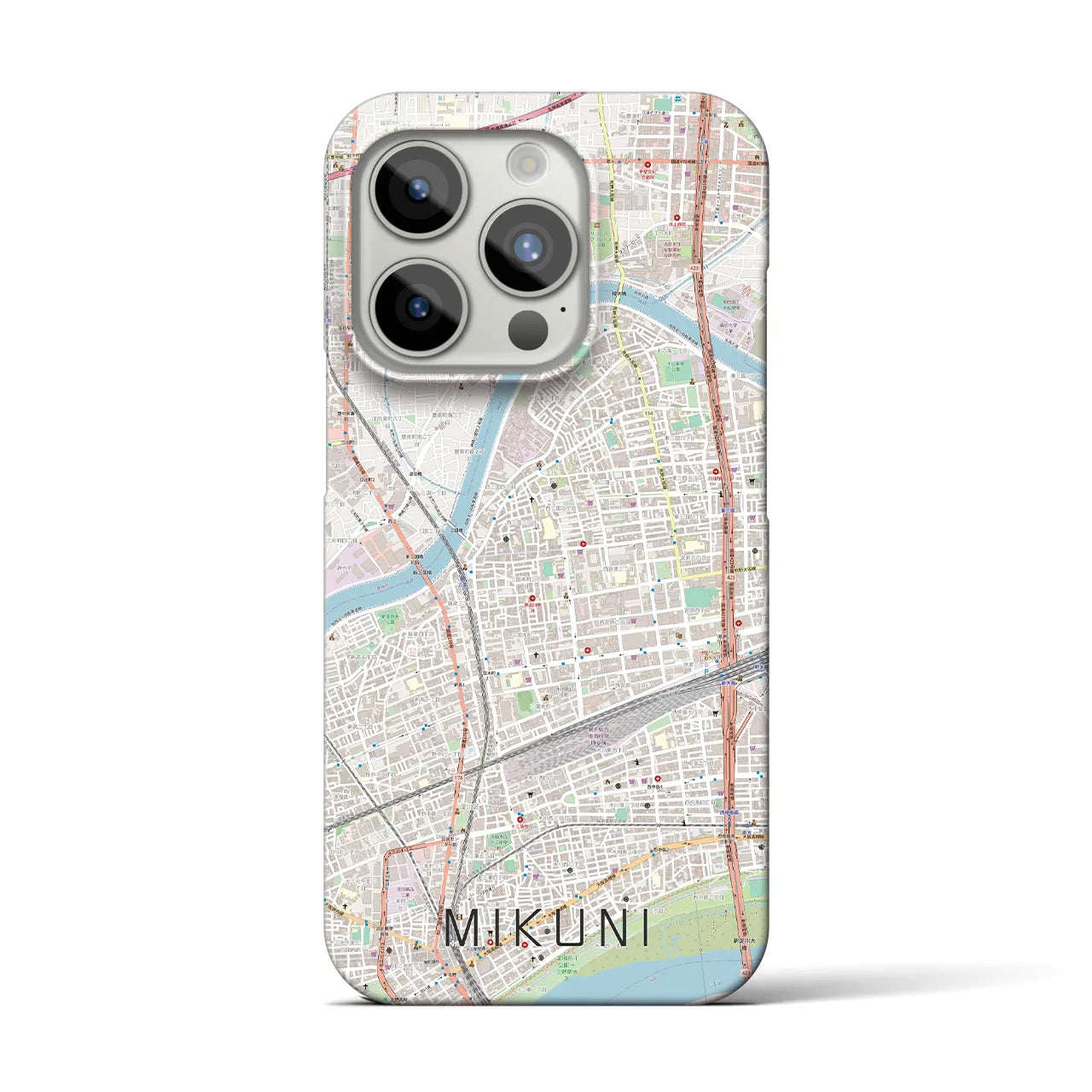 【三国（大阪府）】地図柄iPhoneケース（バックカバータイプ・ナチュラル）iPhone 15 Pro 用