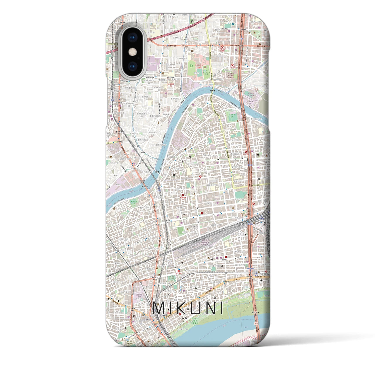 【三国（大阪府）】地図柄iPhoneケース（バックカバータイプ・ナチュラル）iPhone XS Max 用