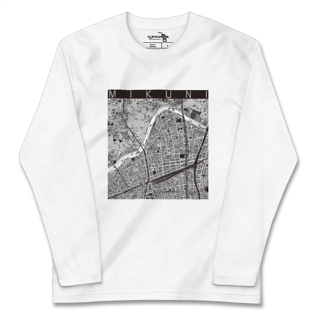 【三国(大阪府)(大阪府)】地図柄ロングスリーブTシャツ