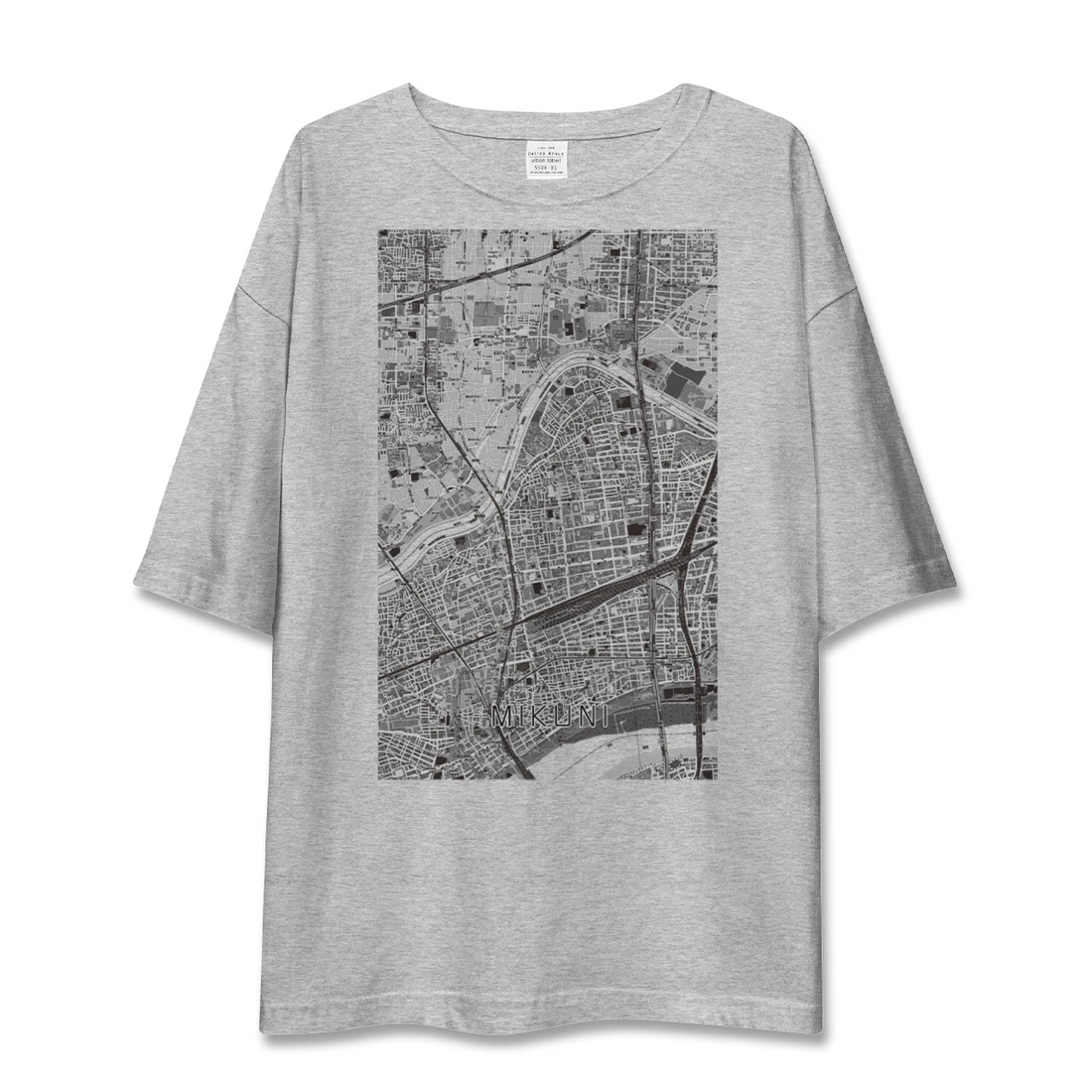 【三国(大阪府)(大阪府)】地図柄ビッグシルエットTシャツ