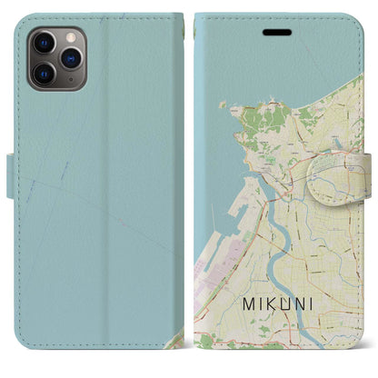 【三国（福井県）】地図柄iPhoneケース（手帳タイプ）ナチュラル・iPhone 11 Pro Max 用