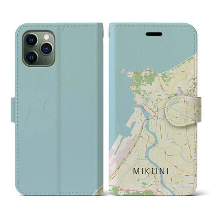 【三国（福井県）】地図柄iPhoneケース（手帳タイプ）ナチュラル・iPhone 11 Pro 用