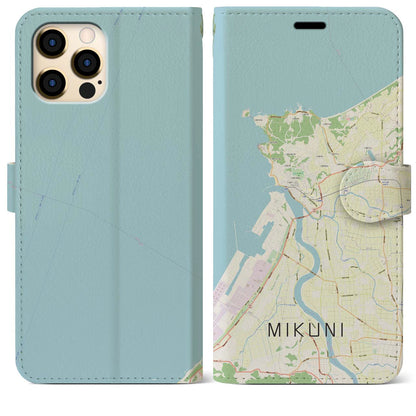 【三国（福井県）】地図柄iPhoneケース（手帳タイプ）ナチュラル・iPhone 12 Pro Max 用