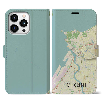 【三国（福井県）】地図柄iPhoneケース（手帳タイプ）ナチュラル・iPhone 13 Pro 用