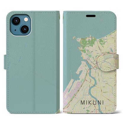 【三国（福井県）】地図柄iPhoneケース（手帳タイプ）ナチュラル・iPhone 13 用
