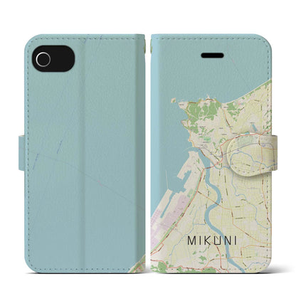 【三国（福井県）】地図柄iPhoneケース（手帳タイプ）ナチュラル・iPhone SE（第3 / 第2世代） / 8 / 7 / 6s / 6 用