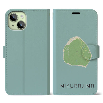 【御蔵島（東京都）】地図柄iPhoneケース（手帳タイプ）ナチュラル・iPhone 15 用