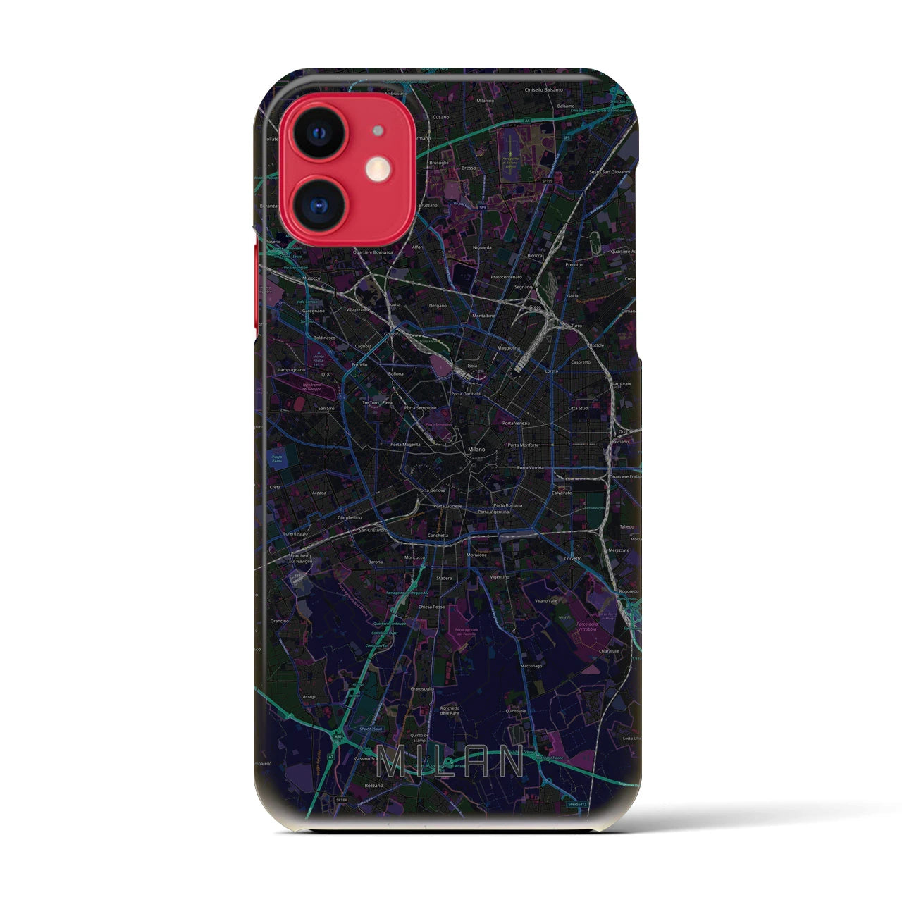 【ミラノ】地図柄iPhoneケース（バックカバータイプ・ブラック）iPhone 11 用