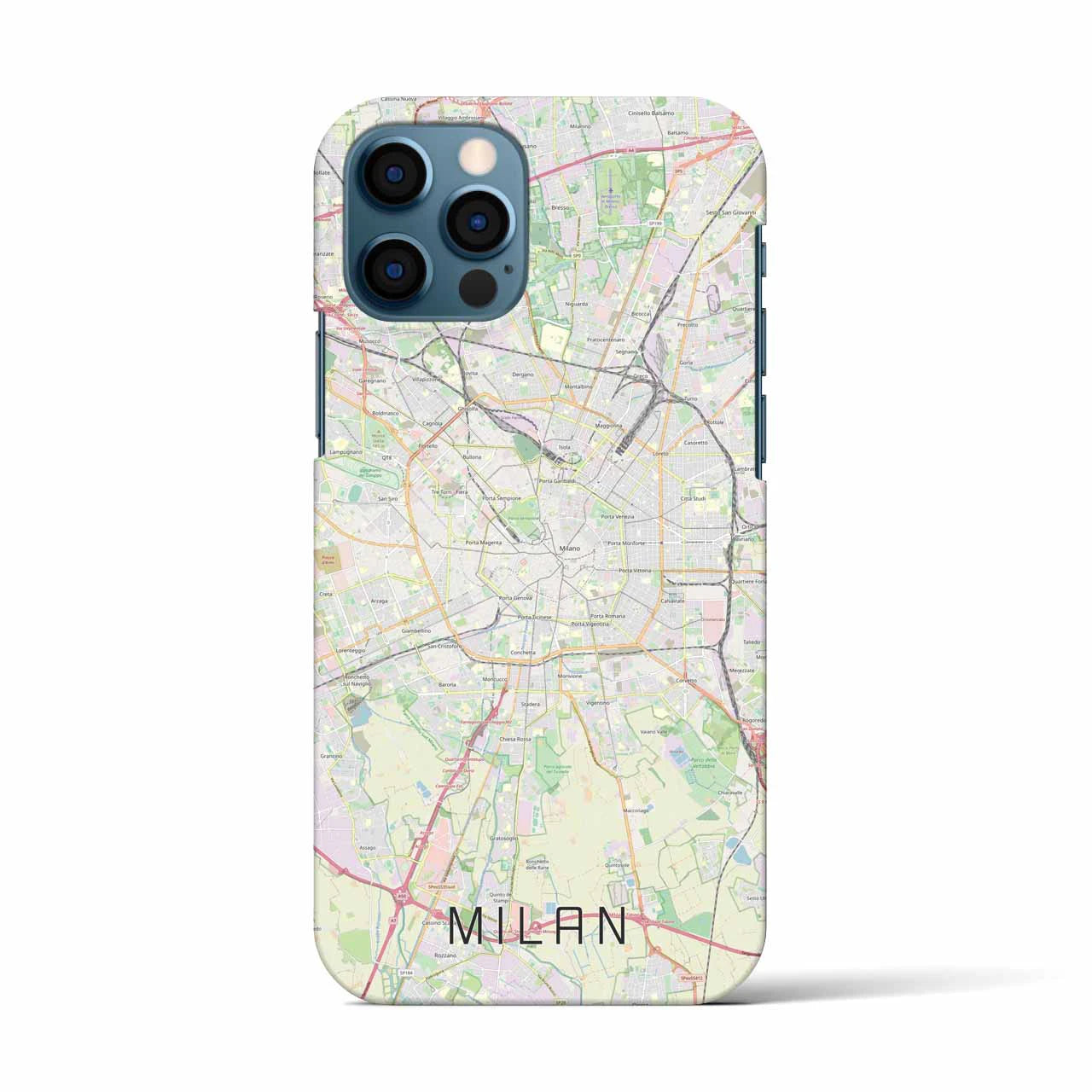 【ミラノ】地図柄iPhoneケース（バックカバータイプ・ナチュラル）iPhone 12 / 12 Pro 用