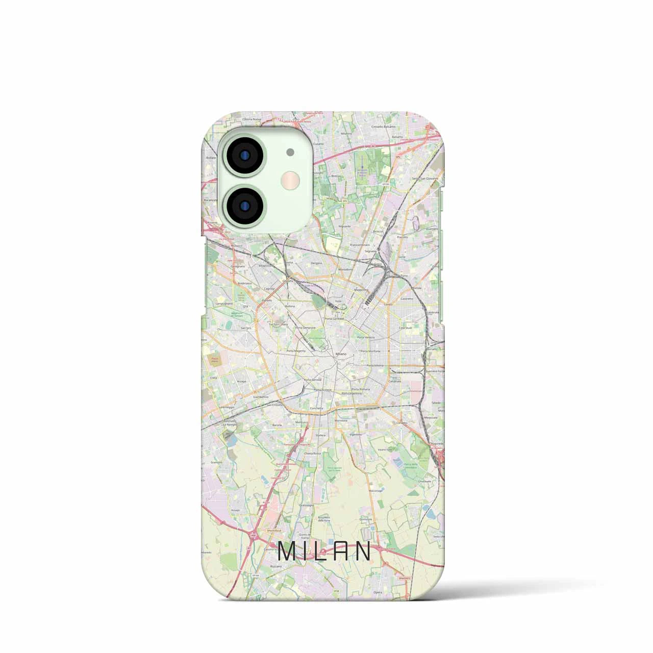 【ミラノ】地図柄iPhoneケース（バックカバータイプ・ナチュラル）iPhone 12 mini 用