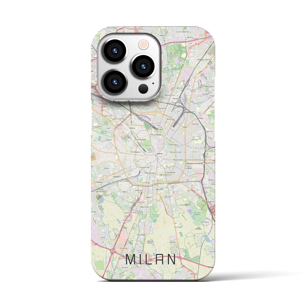【ミラノ】地図柄iPhoneケース（バックカバータイプ・ナチュラル）iPhone 13 Pro 用