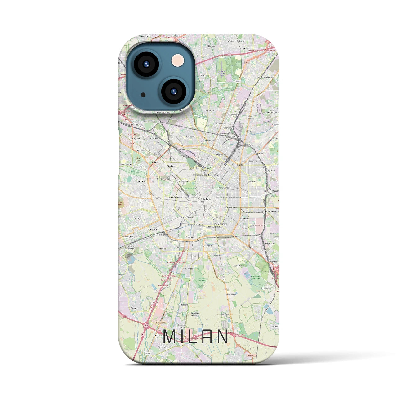 【ミラノ】地図柄iPhoneケース（バックカバータイプ・ナチュラル）iPhone 13 用