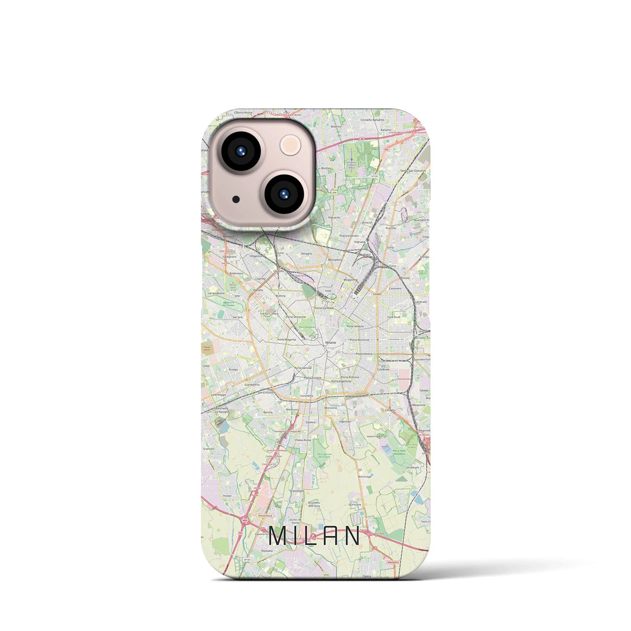 【ミラノ】地図柄iPhoneケース（バックカバータイプ・ナチュラル）iPhone 13 mini 用