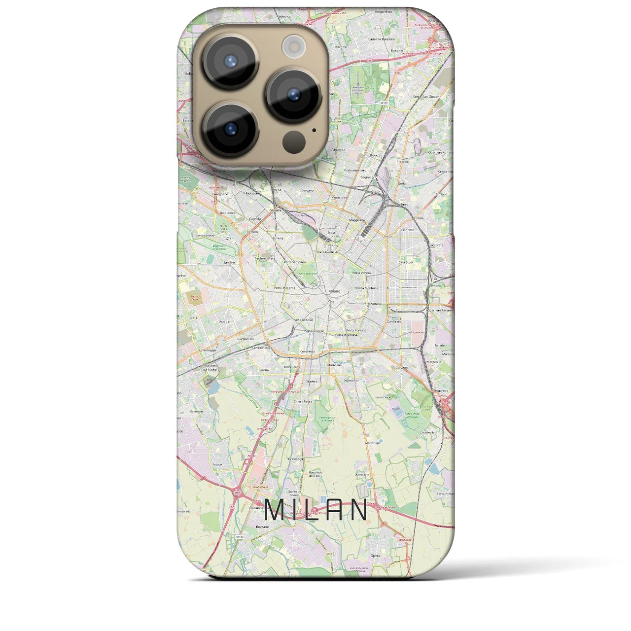 【ミラノ】地図柄iPhoneケース（バックカバータイプ・ナチュラル）iPhone 14 Pro Max 用