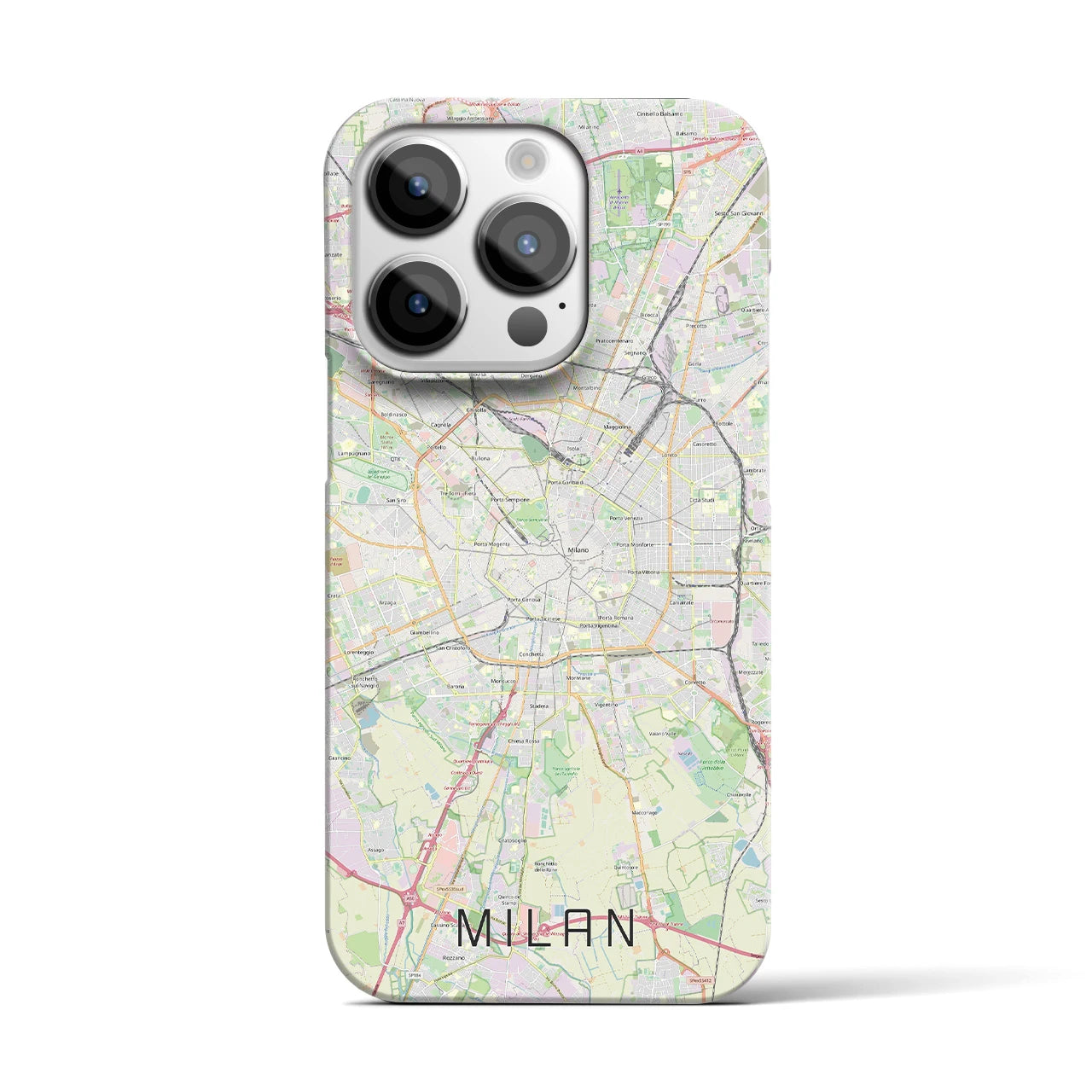 【ミラノ】地図柄iPhoneケース（バックカバータイプ・ナチュラル）iPhone 14 Pro 用